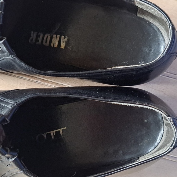 Vintage Rare Salamander Black Leather Dress Shoes Woven Pointed Toe Stacked Heel main image 10
